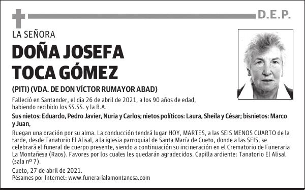 DOÑA JOSEFA TOCA GÓMEZ