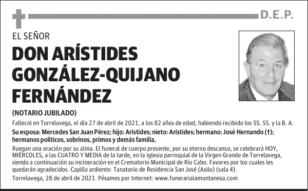 DON ARÍSTIDES GONZÁLEZ-QUIJANO FERNÁNDEZ