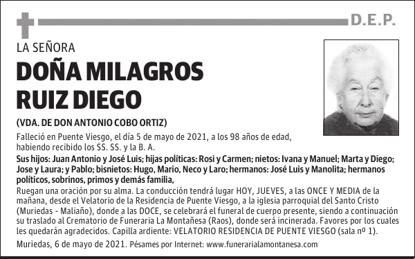 DOÑA MILAGROS RUIZ DIEGO