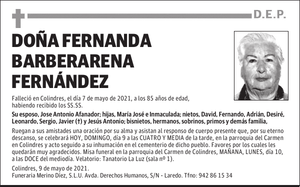 DOÑA FERNANDA BARBERARENA FERNÁNDEZ