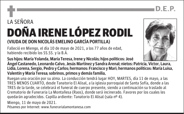 DOÑA IRENE LÓPEZ RODIL