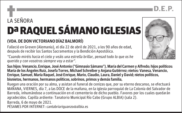 DOÑA RAQUEL SÁMANO IGLESIAS