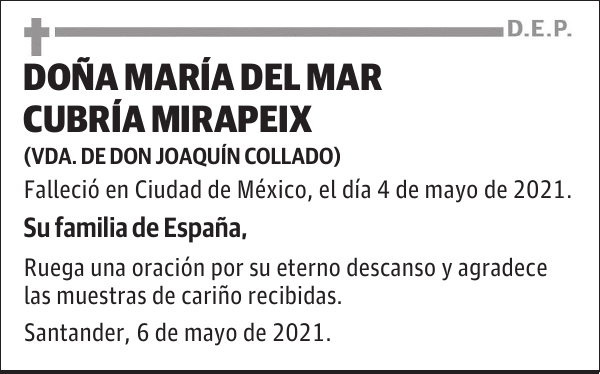 DOÑA MARÍA DEL MAR CUBRÍA MIRAPEIX