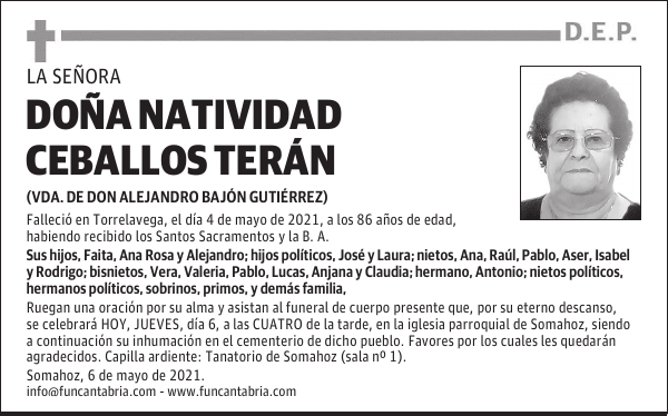 DOÑA NATIVIDAD CEBALLOS TERÁN