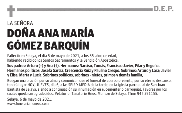 DOÑA ANA MARÍA GÓMEZ BARQUÍN