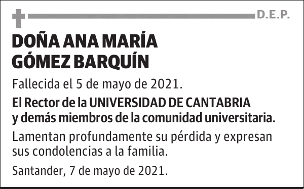 DOÑA ANA MARÍA GÓMEZ BARQUÍN
