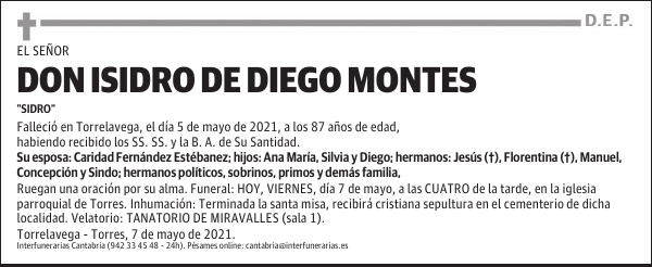 DON ISIDRO DE DIEGO MONTES
