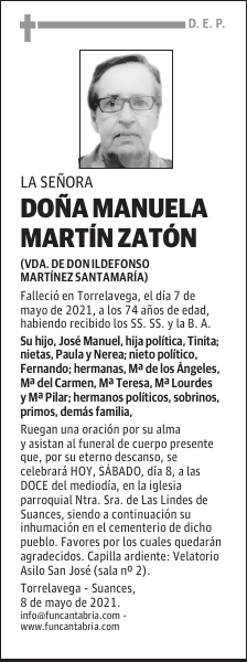 DOÑA MANUELA MARTÍN ZATÓN