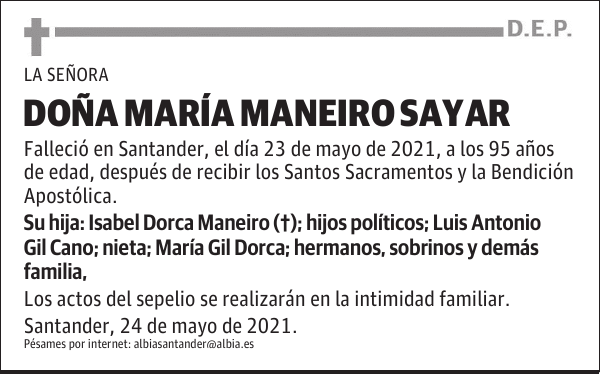 DOÑA MARÍA MANEIRO SAYAR