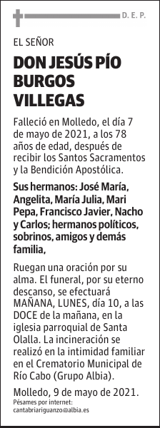 DON JESÚS PÍO BURGOS VILLEGAS