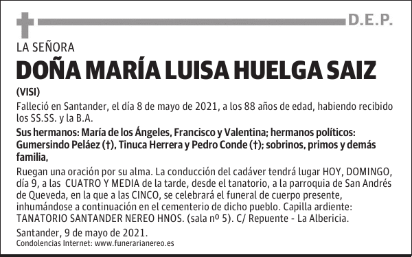 DOÑA MARÍA LUISA HUELGA SAIZ