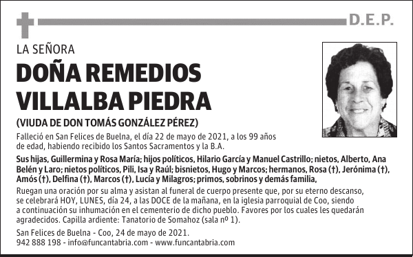 DOÑA REMEDIOS VILLALBA PIEDRA
