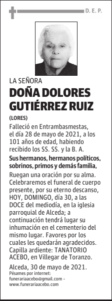 DOÑA DOLORES GUTIÉRREZ RUIZ
