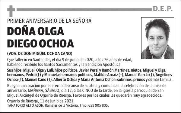 DOÑA OLGA DIEGO OCHOA