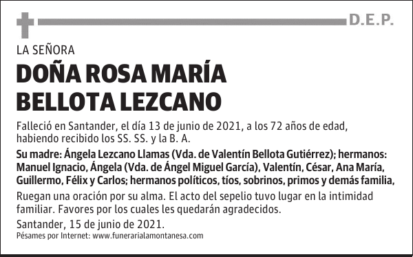 DOÑA ROSA MARÍA BELLOTA LEZCANO