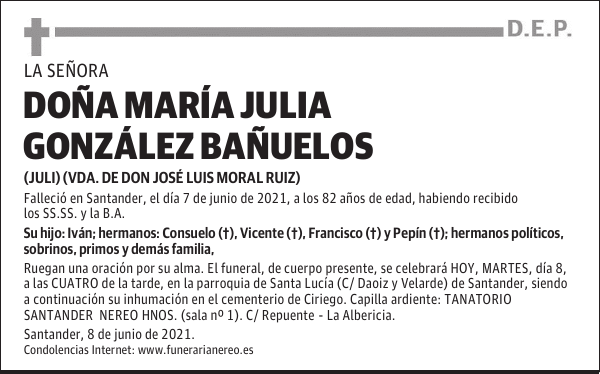 DOÑA MARÍA JULIA GONZÁLEZ BAÑUELOS