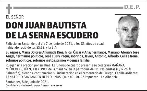 DON JUAN BAUTISTA DE LA SERNA ESCUDERO