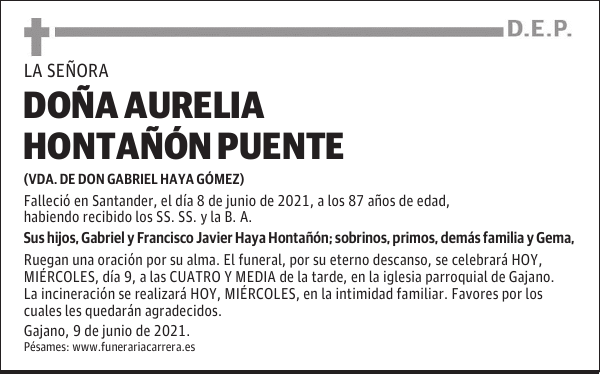DOÑA AURELIA HONTAÑÓN PUENTE