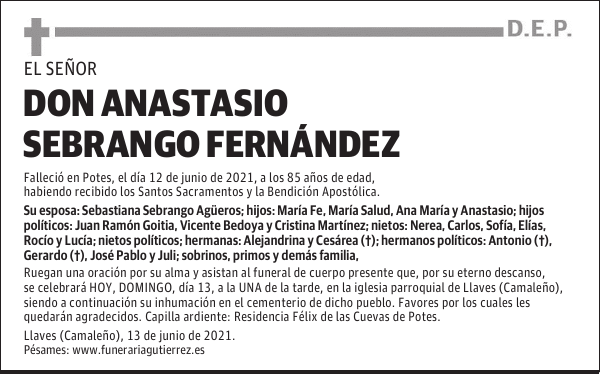DON ANASTASIO SEBRANGO FERNÁNDEZ