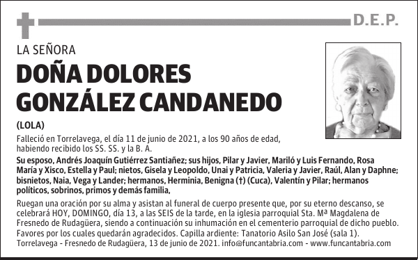 DOÑA DOLORES GONZÁLEZ CANDANEDO