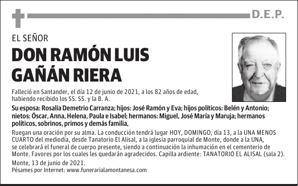 DON RAMÓN LUIS GAÑÁN RIERA