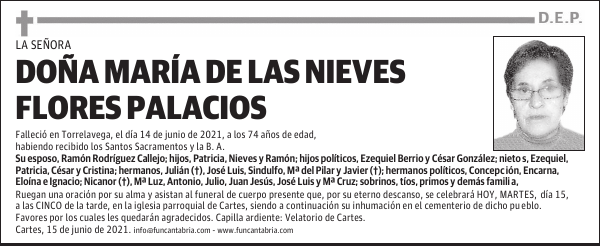 DOÑA MARÍA DE LAS NIEVES FLORES PALACIOS