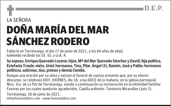 DOÑA MARÍA DEL MAR SÁNCHEZ RODERO