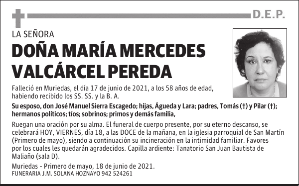 DOÑA MARÍA MERCEDES VALCÁRCEL PEREDA