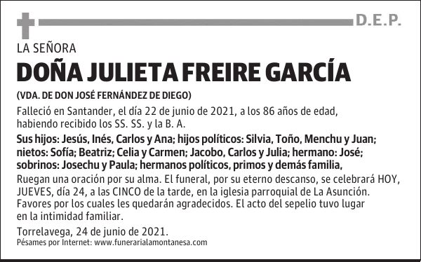 DOÑA JULIETA FREIRE GARCÍA