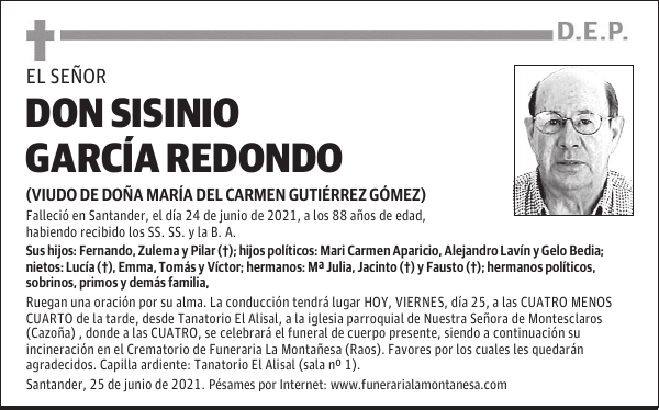 DON SISINIO GARCÍA REDONDO