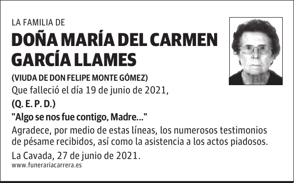 DOÑA MARÍA DEL CARMEN GARCÍA LLAMES