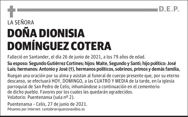 DOÑA DIONISIA DOMÍNGUEZ COTERA