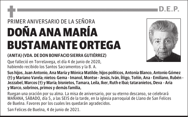 DOÑA ANA MARÍA BUSTAMANTE ORTEGA