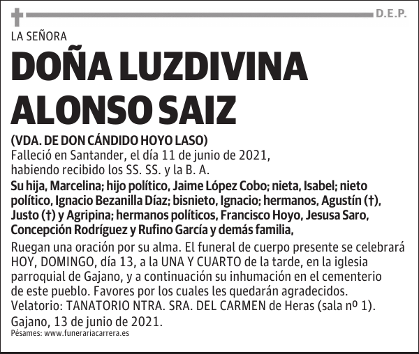 DOÑA LUZDIVINA ALONSO SAIZ