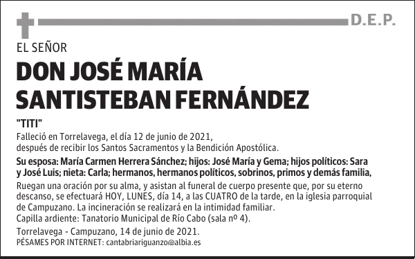 DON JOSÉ MARÍA SANTISTEBAN FERNÁNDEZ