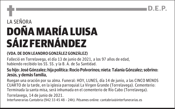 DOÑA MARÍA LUISA SÁIZ FERNÁNDEZ