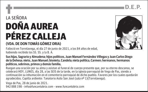 DOÑA AUREA PÉREZ CALLEJA