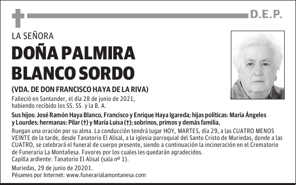 DOÑA PALMIRA BLANCO SORDO