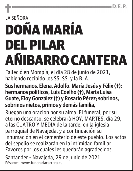 DOÑA MARÍA DEL PILAR AÑIBARRO CANTERA