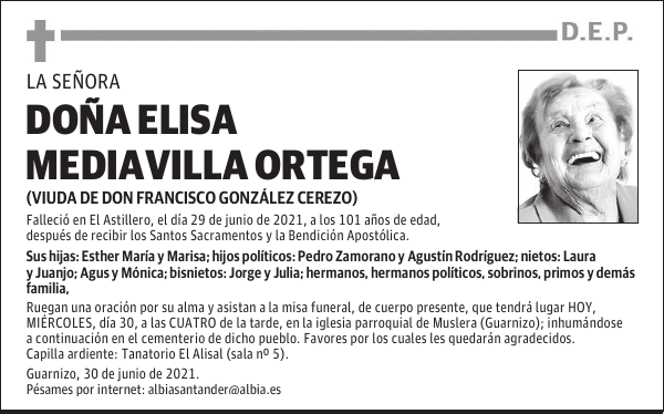 DOÑA ELISA MEDIAVILLA ORTEGA