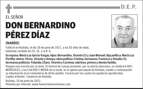 DON BERNARDINO PÉREZ DÍAZ