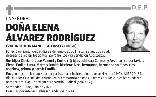 DOÑA ELENA ÁLVAREZ RODRÍGUEZ