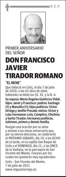 DON FRANCISCO JAVIER TIRADOR ROMANO