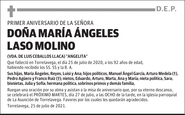 DOÑA MARÍA ÁNGELES LASO MOLINO