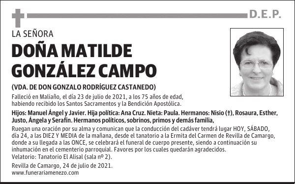 DOÑA MATILDE GONZÁLEZ CAMPO