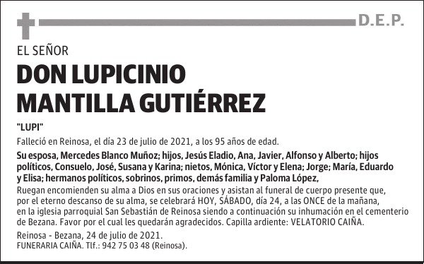 DON LUPICINIO MANTILLA GUTIÉRREZ