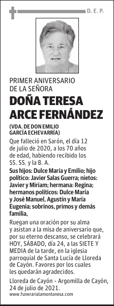 DOÑA TERESA ARCE FERNÁNDEZ