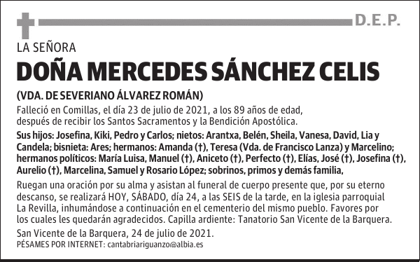 DOÑA MERCEDES SÁNCHEZ CELIS