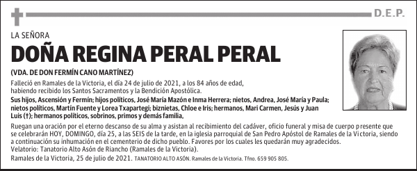 DOÑA REGINA PERAL PERAL