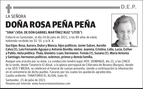 DOÑA ROSA PEÑA PEÑA